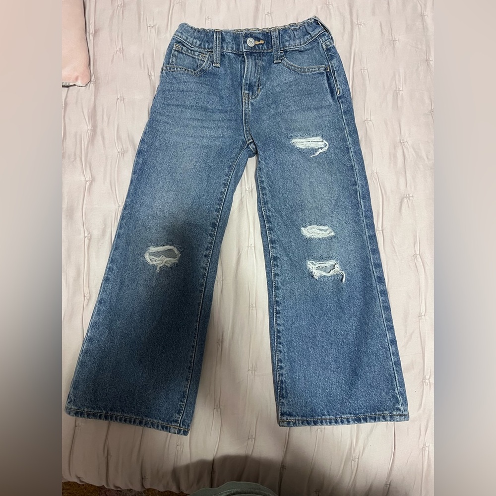Girls high rise baggy wide leg jeans
